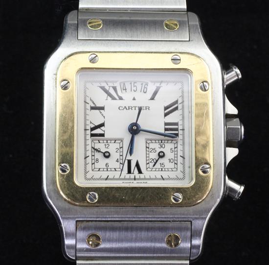 A gentlemans Cartier steel and gold Tank Francais chronograph wristwatch, no box or paperwork.